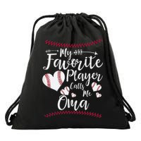 Heart My Favorite Player Calls Me Oma Baseball Drawstring Bag
