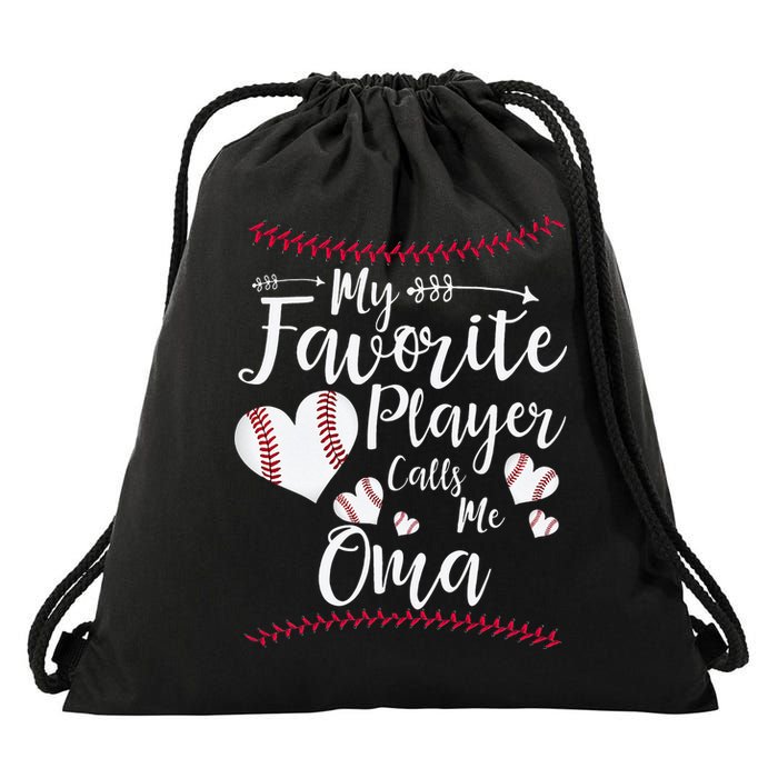 Heart My Favorite Player Calls Me Oma Baseball Drawstring Bag