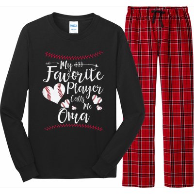 Heart My Favorite Player Calls Me Oma Baseball Long Sleeve Pajama Set