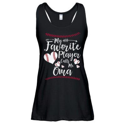 Heart My Favorite Player Calls Me Oma Baseball Ladies Essential Flowy Tank