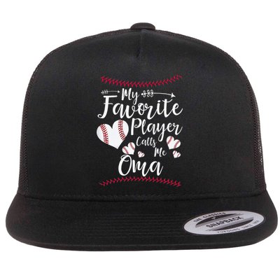 Heart My Favorite Player Calls Me Oma Baseball Flat Bill Trucker Hat