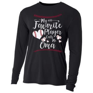 Heart My Favorite Player Calls Me Oma Baseball Cooling Performance Long Sleeve Crew