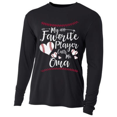 Heart My Favorite Player Calls Me Oma Baseball Cooling Performance Long Sleeve Crew