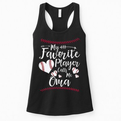 Heart My Favorite Player Calls Me Oma Baseball Womens Tank Top