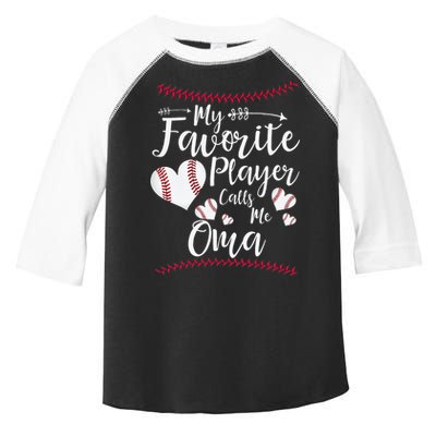 Heart My Favorite Player Calls Me Oma Baseball Toddler Fine Jersey T-Shirt