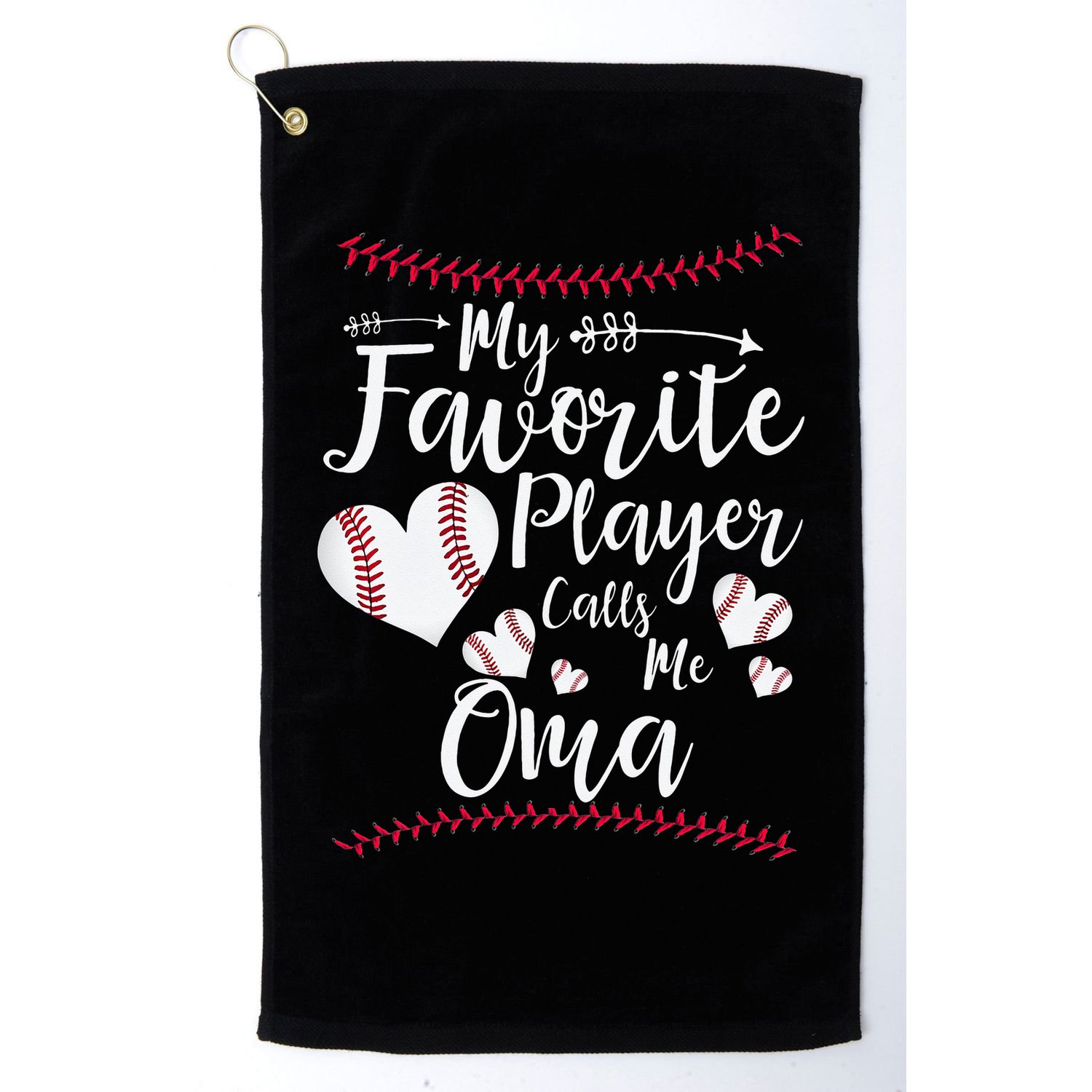Heart My Favorite Player Calls Me Oma Baseball Golf Towel