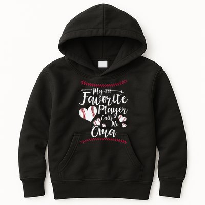 Heart My Favorite Player Calls Me Oma Baseball Kids Hoodie