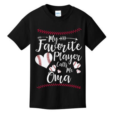 Heart My Favorite Player Calls Me Oma Baseball Kids T-Shirt