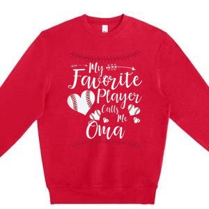 Heart My Favorite Player Calls Me Oma Baseball Premium Crewneck Sweatshirt