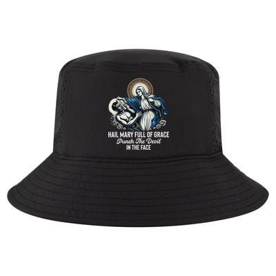 Hail Mary Full Of Grace Punch The Devil In The Face Catholic Cool Comfort Performance Bucket Hat