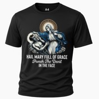 Hail Mary Full Of Grace Punch The Devil In The Face Catholic Cooling Performance Crew T-Shirt
