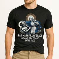 Hail Mary Full Of Grace Punch The Devil In The Face Catholic Cooling Performance Crew T-Shirt
