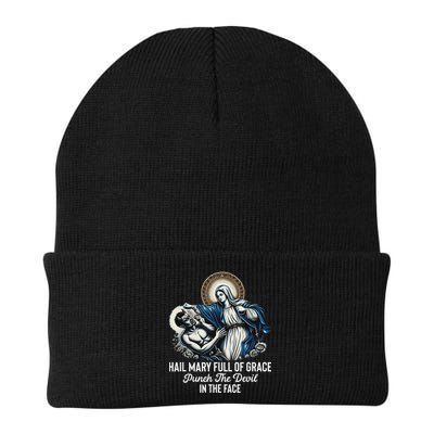 Hail Mary Full Of Grace Punch The Devil In The Face Catholic Beanie