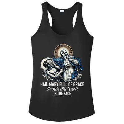 Hail Mary Full Of Grace Punch The Devil In The Face Catholic Ladies PosiCharge Competitor Racerback Tank