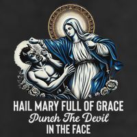 Hail Mary Full Of Grace Punch The Devil In The Face Catholic Large Microfiber Waffle Golf Towel