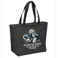 Hail Mary Full Of Grace Punch The Devil In The Face Catholic Zip Tote Bag