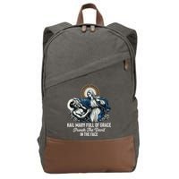 Hail Mary Full Of Grace Punch The Devil In The Face Catholic Cotton Canvas Backpack