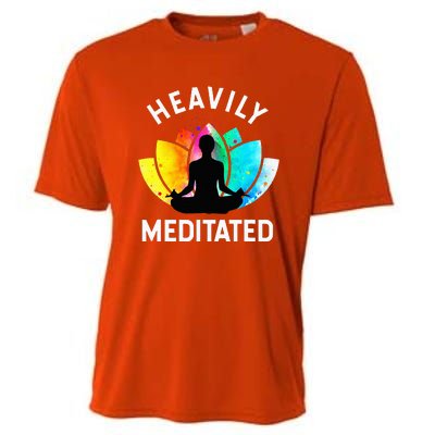 Heavily Meditated Funny Meditation & Yoga Gift Cooling Performance Crew T-Shirt