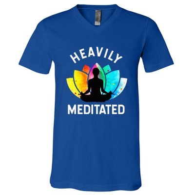 Heavily Meditated Funny Meditation & Yoga Gift V-Neck T-Shirt