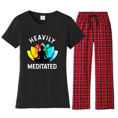 Heavily Meditated  Funny Meditation & Yoga Gift  Women's Flannel Pajama Set