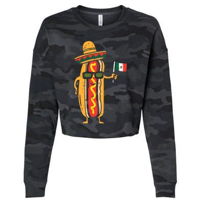 Hotdog Mexican Flag Funny Cinco De Mayo Food Cropped Pullover Crew