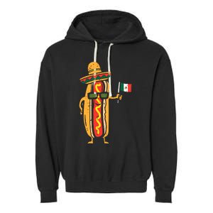 Hotdog Mexican Flag Funny Cinco De Mayo Food Garment-Dyed Fleece Hoodie