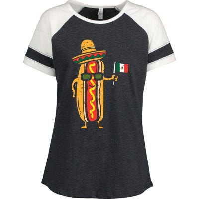 Hotdog Mexican Flag Funny Cinco De Mayo Food Enza Ladies Jersey Colorblock Tee