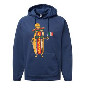 Hotdog Mexican Flag Funny Cinco De Mayo Food Performance Fleece Hoodie