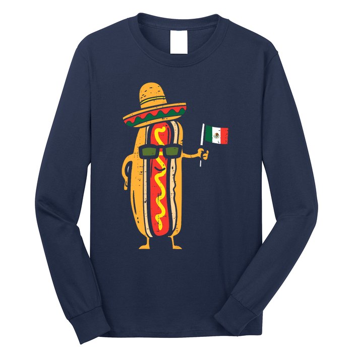 Hotdog Mexican Flag Funny Cinco De Mayo Food Long Sleeve Shirt