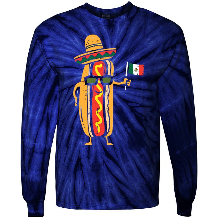 Hotdog Mexican Flag Funny Cinco De Mayo Food Tie-Dye Long Sleeve Shirt