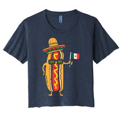 Hotdog Mexican Flag Funny Cinco De Mayo Food Women's Crop Top Tee