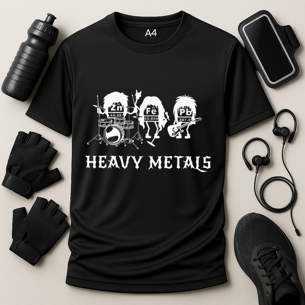 Heavy Metals Funny Chemistry Periodic Table Joke Cooling Performance Crew T-Shirt