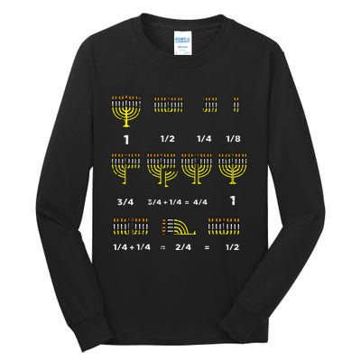 Hanukkah Math Fractions Menorah Chanukah Teacher Tall Long Sleeve T-Shirt