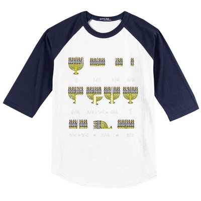 Hanukkah Math Fractions Menorah Chanukah Teacher Baseball Sleeve Shirt