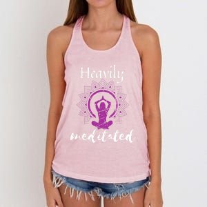 Heavily Meditation Funny Yoga Funny Gift Spiritual Meditated Gift Women's Knotted Racerback Tank