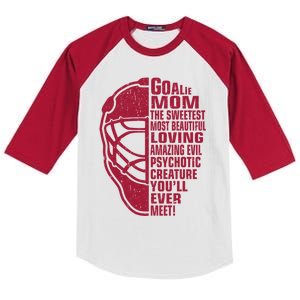 Hockey Mom Funny Gift Goalie Mother The Sweetest Most Beautiful Gift Kids Colorblock Raglan Jersey