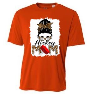 Hockey Mom Funny Sports Messy Bun Leopard Mothers Day Great Gift Cooling Performance Crew T-Shirt