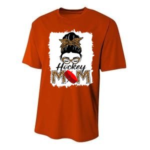 Hockey Mom Funny Sports Messy Bun Leopard Mothers Day Great Gift Performance Sprint T-Shirt