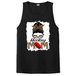 Hockey Mom Funny Sports Messy Bun Leopard Mothers Day Great Gift PosiCharge Competitor Tank