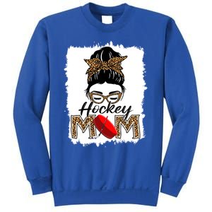 Hockey Mom Funny Sports Messy Bun Leopard Mothers Day Great Gift Sweatshirt