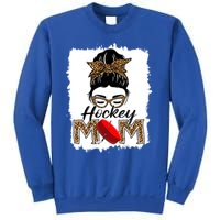 Hockey Mom Funny Sports Messy Bun Leopard Mothers Day Great Gift Sweatshirt