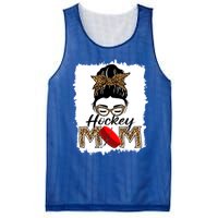 Hockey Mom Funny Sports Messy Bun Leopard Mothers Day Great Gift Mesh Reversible Basketball Jersey Tank