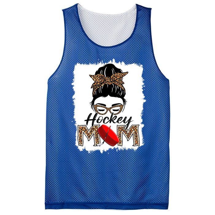 Hockey Mom Funny Sports Messy Bun Leopard Mothers Day Great Gift Mesh Reversible Basketball Jersey Tank