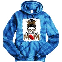 Hockey Mom Funny Sports Messy Bun Leopard Mothers Day Great Gift Tie Dye Hoodie