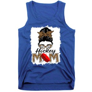 Hockey Mom Funny Sports Messy Bun Leopard Mothers Day Great Gift Tank Top