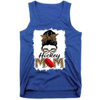 Hockey Mom Funny Sports Messy Bun Leopard Mothers Day Great Gift Tank Top