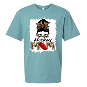 Hockey Mom Funny Sports Messy Bun Leopard Mothers Day Great Gift Sueded Cloud Jersey T-Shirt