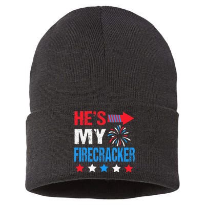 He's My Firecracker His And Hers Matching 4th Of July Couple Sustainable Knit Beanie