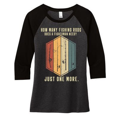How Many Fishing Rods Does A Fisherman Need Fishing Dad Papa Women's Tri-Blend 3/4-Sleeve Raglan Shirt