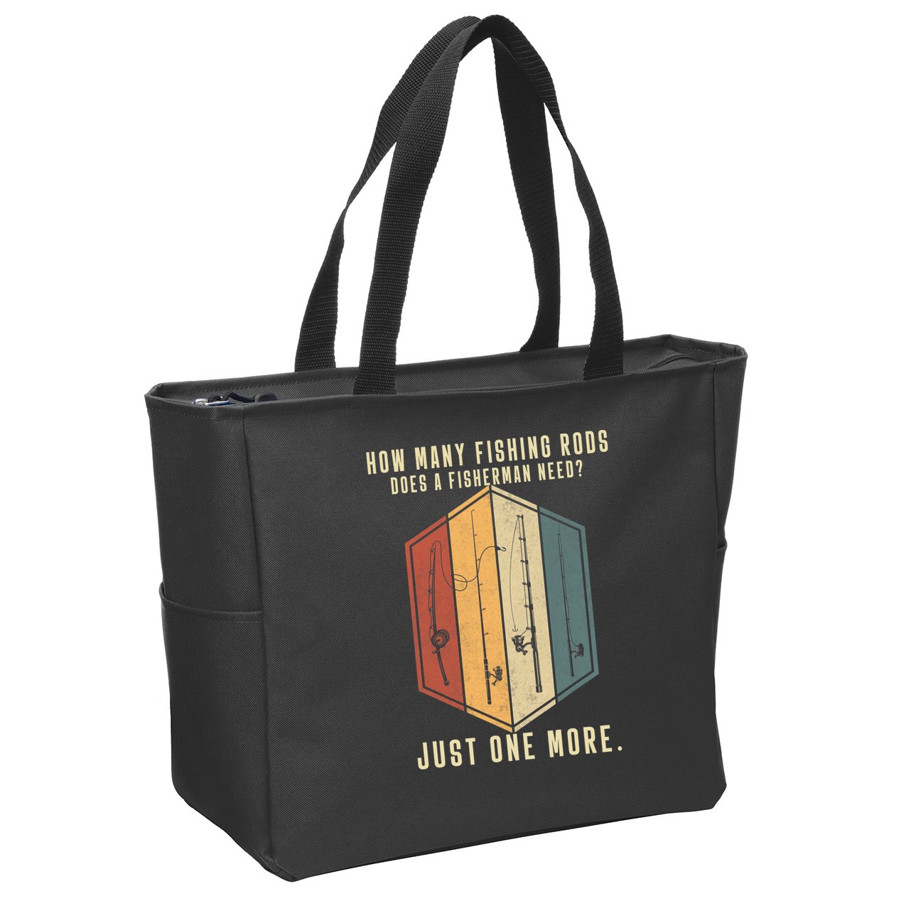 How Many Fishing Rods Does A Fisherman Need Fishing Dad Papa Zip Tote Bag
